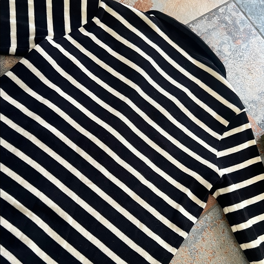 Massimo Dutti Black and cream Striped Polo - Picture 6 of 6